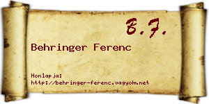 Behringer Ferenc névjegykártya